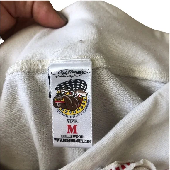 Ed Hardy White Track Pants with Colorful Graphics - Picture 3 of 3